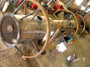 Vacuum Degasifier with platforms during assembly for Orlando Utilities.